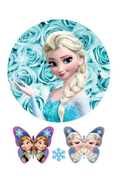 hediyehobihersey Frozen Elsa Şekerli Kağıda Baskı Yenilebilir Kağıt Pasta Baskısı ürün görseli 1