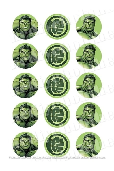 hediyehobihersey Hulk Şekerli Baskı, Yenilebilir Gıda Baskısı, Yenilebilir Pasta Süsü, Kurabiye Şekerli Kağıt ürün görseli 1