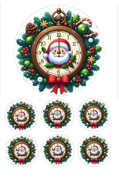 hediyehobihersey Noel Yeni Yıl Şekerli Kağıda Baskı Yenilebilir Kağıt Pasta Baskısı ürün görseli 1