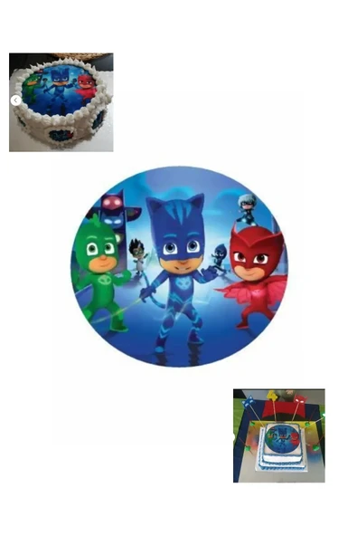 hediyehobihersey For Pj Mask Resimli Şekerli Kağıt Yenilebilir Kağıt Üzerine Resimli Pasta Baskısı ürün görseli 1