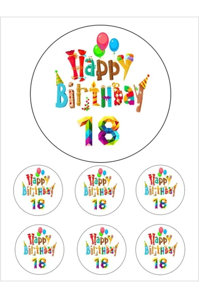 Pasta9 Yenilebilir Pasta Resmi 18 Yaş Pirinç Kağıdından 6-8-10 Kişilik Pastaya Uygun 16 cm ürün görseli 1