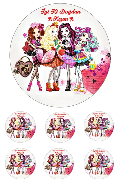 Pasta9 Yenilebilir Pasta Resmi Pirinç Kağıdından Ever After High 6-8-10 Kişilik Pastaya Uygun 16 Cm ürün görseli 1