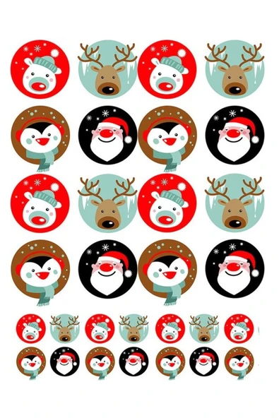 hediyehobihersey Noel Yeni Yıl Şekerli Kağıda Baskı Yenilebilir Kağıt Kurabiye Baskısı ürün görseli 1