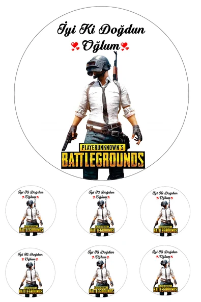 Pasta9 Yenilebilir Pasta Resmi Pubg Pirinç Kağıdından 6-8-10 Kişilik Pastaya Uygun 16 cm ürün görseli 1