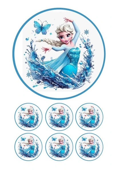 hediyehobihersey Frozen Resimli Pasta, Şekerli Kağıt Baskı Pasta ve Kurabiye Baskısı ürün görseli 1