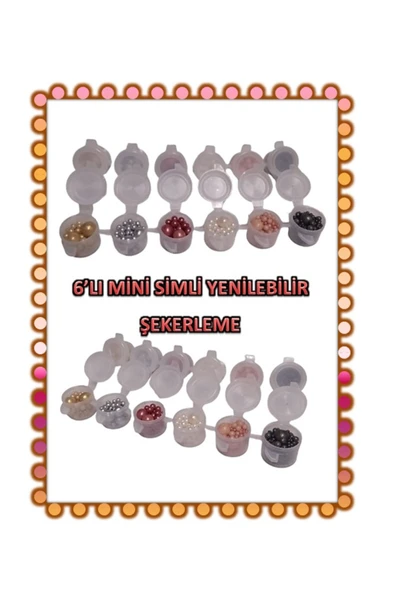 hediyehobihersey Yenilebilir Simli Pasta Süsü Şekerleme 6 Farklı Model Bir Arada Mini Eko Set ürün görseli 1