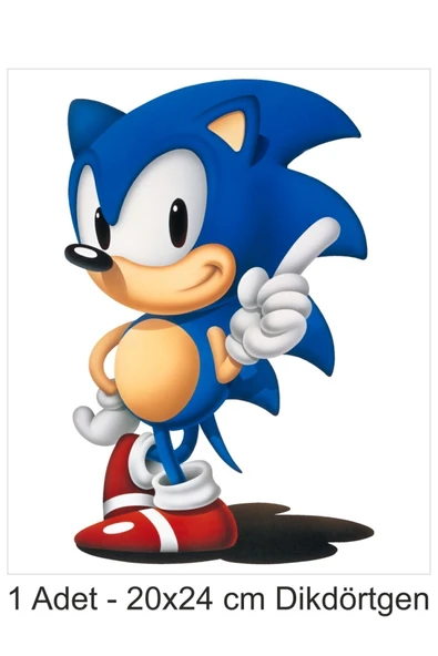 hediyehobihersey Sonic Büyük Boy 20x24 cm A4 Yenilebilir Pasta Kurabiye Şeker Hamuru Kağıt Baskısı Dikdörtgen ürün görseli 1