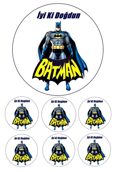 Pasta9 Yenilebilir Pasta Resmi Batman Pirinç Kağıdından 6-8-10 Kişilik Pastaya Uygun 16 Cm ürün görseli 1