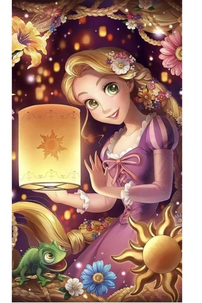 hediyehobihersey Dikdörtgen Rapunzel Şekerli Kağıda Baskı Yenilebilir Kağıt Pasta Baskısı ürün görseli 1