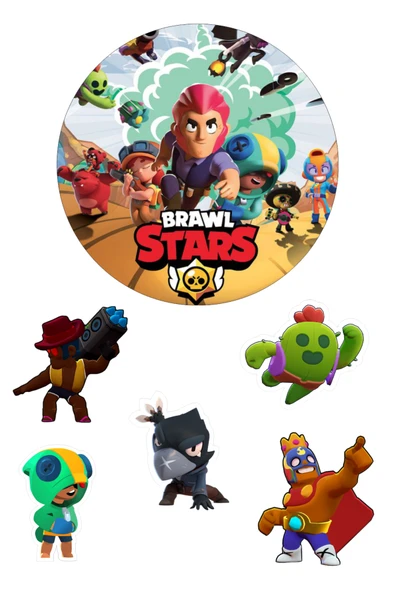 BatıDoğu Yenilebilir Yuvarlak Pasta ve Figür Resim Baskısı Şekerli Kağıt Brawl Stars 05 ürün görseli 1