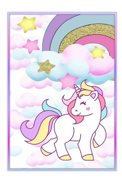 hediyehobihersey Unicorn Şekerli Kağıda Baskı Yenilebilir Kağıt Pasta Baskısı ürün görseli 1