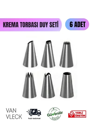 hediyehobihersey 8 Parça Krema Torbası Duy Seti – 6 Farklı Şekilli Duy ve 2 Bağlantı Başlığı, Pasta Süsleme Aparatı ürün görseli 1