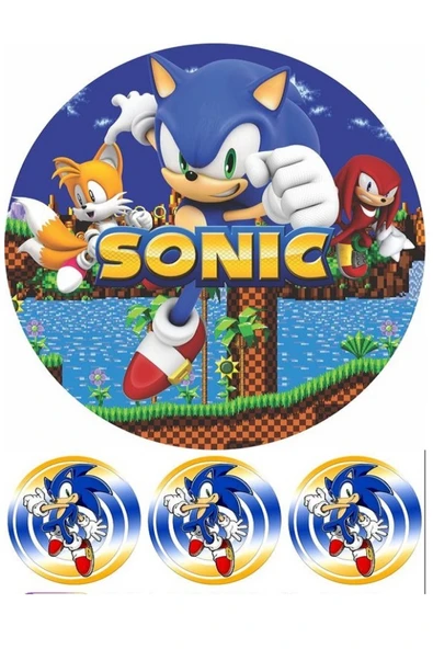 hediyehobihersey Sonic Şekerli Kağıda Baskı Pasta Yenilebilir Kağıt Pasta Baskısı ürün görseli 1