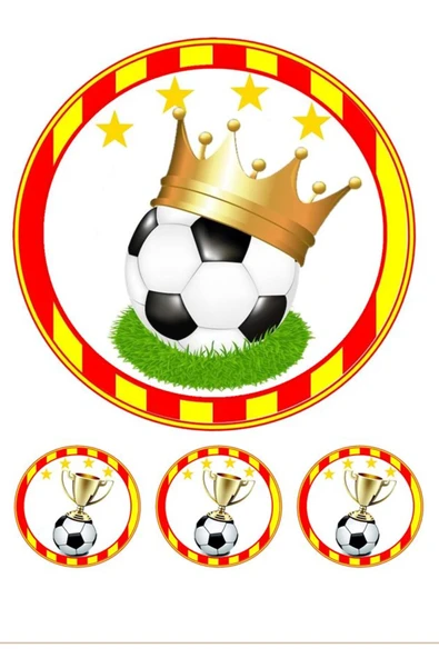 hediyehobihersey Futbol Modeli Şekerli Kağıt Baskı Pasta ve Kurabiye Baskısı 19cm Pasta Boyu ürün görseli 1