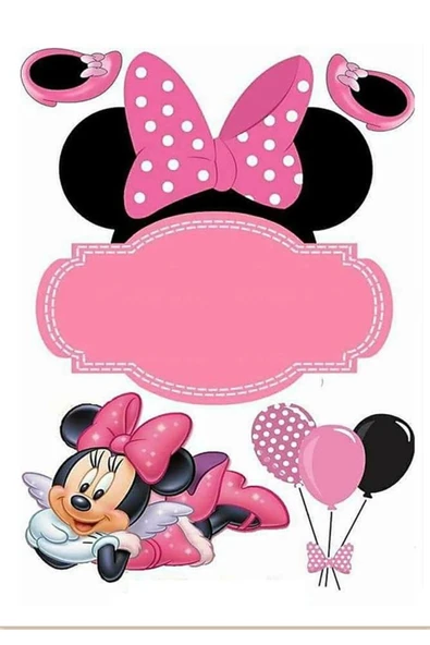 hediyehobihersey Mini Mouse Kelebekler Şekerli Kağıda Baskı Yenilebilir Kağıt Pasta Baskısı ürün görseli 1