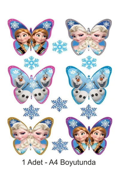 SM Love Elsa Frozen Kelebek A4 Boyutunda Yenilebilir Pasta Süsü Kurabiye Cupcake Şeker Hamuru Kağıt Baskı ürün görseli 1