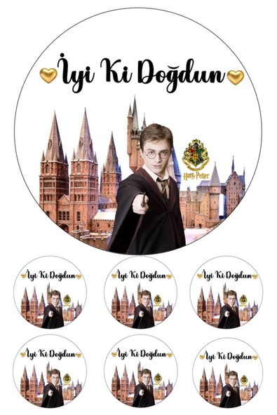 Pasta9 Yenilebilir Pasta Resmi Herry Potter Pirinç Kağıdından 6-8-10 Kişilik Pastaya Uygun 16 Cm ürün görseli 1