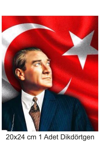 hediyehobihersey Atatürk Büyük Boy 20x24 cm A4 Yenilebilir Pasta Kurabiye Şeker Hamuru Kağıt Baskısı Dikdörtgen ürün görseli 1