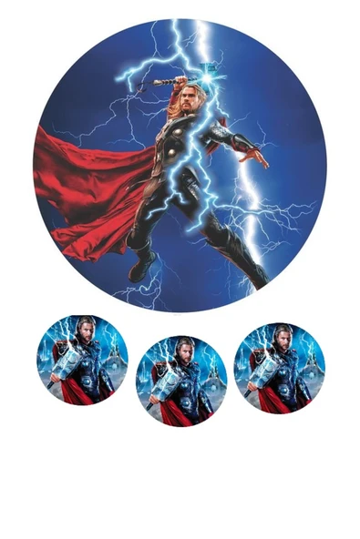 hediyehobihersey Thor Şekerli Kağıda Baskı Yenilebilir Kağıt Pasta Baskısı ürün görseli 1