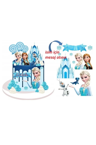 hediyehobihersey Frozen Elsa Şekerli Kağıda Baskı Yenilebilir Kağıt Pasta Baskısı (İSİM İÇİN MSJ ATINIZ) ürün görseli 1