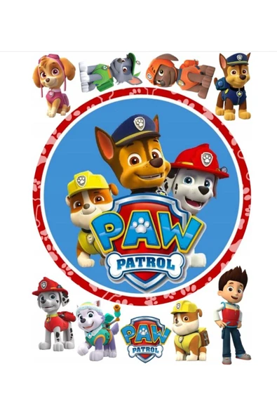 hediyehobihersey Paw Patrol Şekerli Kağıda Baskı Yenilebilir Kağıt Pasta Baskısı ürün görseli 1