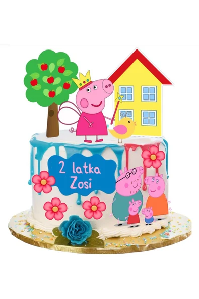 hediyehobihersey Peppa Şekerli Kağıda Baskı Yenilebilir Kağıt Pasta Baskısı (İSİM İÇİN MSJ ATINIZ) ürün görseli 1