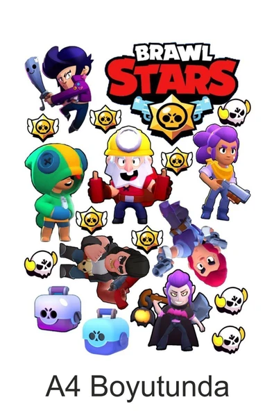 printiks Brawl Star Karakter Ve Logosu A4 Yenilebilir Süsü Pasta Kurabiye Şeker Hamuru Kağıt Baskısı ürün görseli 1