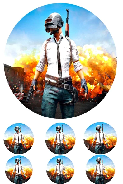 Pasta9 Pubg Yenilebilir Pasta Resmi Pirinç Kağıdından 6-8-10 Kişilik Pastaya Uygun 16 cm ürün görseli 1