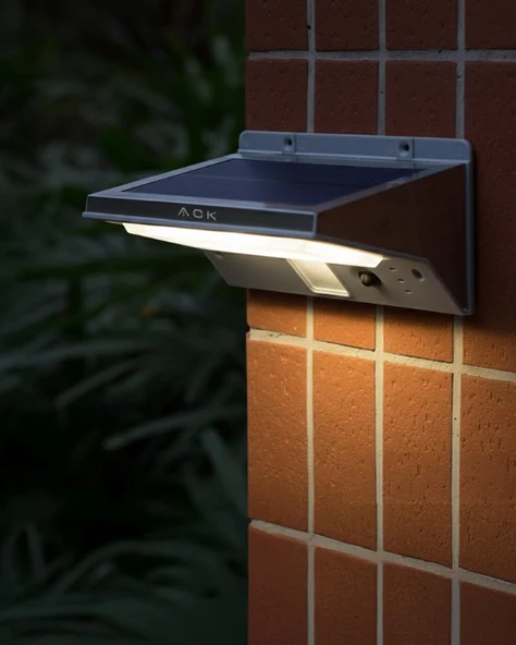 ACK AG60-07851 IP65 Hareket Sensörlü Solar Led Bahçe Duvar Apliği ürün görseli 1