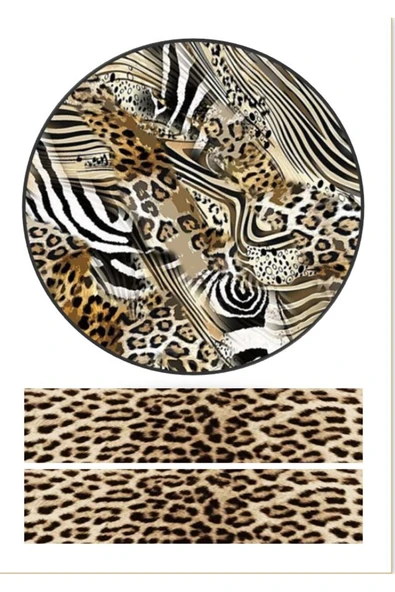 hediyehobihersey Leopar Desen Yenilebilir Pasta Süsü Pasta Kurabiye Şeker Hamuru Kağıt Baskısı ürün görseli 1
