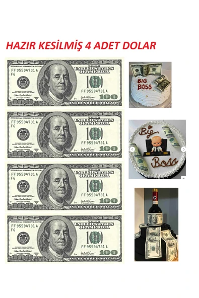 hediyehobihersey Hazır Kesilmiş Dolar Şekerli Kağıda Baskı Yenilebilir Kağıt Pasta Baskısı ürün görseli 1