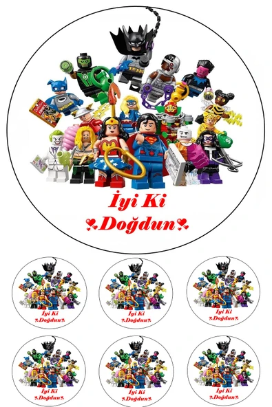 Pasta9 Yenilebilir Pasta Resmi Lego Pirinç Kağıdından 6-8-10 Kişilik Pastaya Uygun 16 cm ürün görseli 1