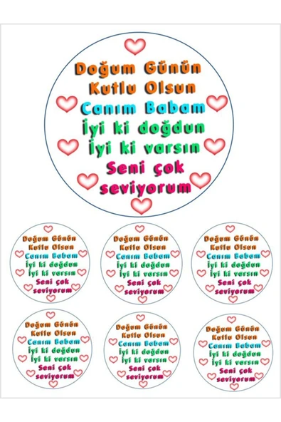 Pasta9 Yenilebilir Pasta Resmi I.doğdun Baba Pirinç Kağıdından 6-8-10 Kişilik Pastaya Uygun 16 Cm ürün görseli 1