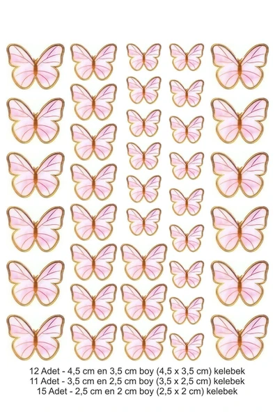 printiks Yenilebilir Kağıt Pasta Cupkek Üstü Pembe Kelebek Resimli Yenilebilir Kağıt Baskısı ürün görseli 1