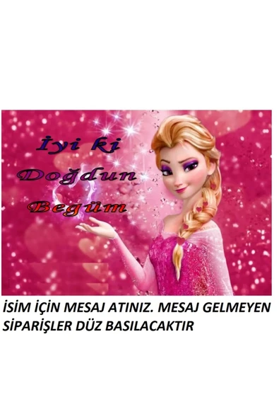 hediyehobihersey For Elsa Resimli Özel Dikdörtgen Şekerli Kağıt Yenilebilir Kağıt Üzerine Resimli Pasta ürün görseli 1