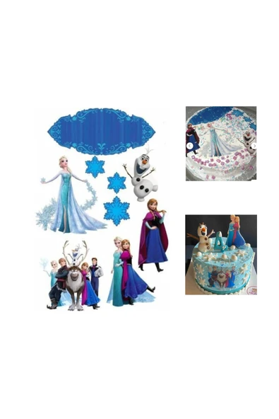 hediyehobihersey Frozen Elsa Resimli Şekerli Kağıt Yenilebilir Kağıt Üzerine Resimli Pasta Baskısı ürün görseli 1