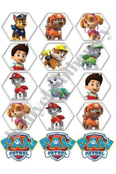 hediyehobihersey Yenilebilir Pasta Resmi Kurabiye Baskısı Pirinç Kağıdı Paw Patrol Pasta Kurabiye Baskısı ürün görseli 1