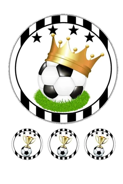 hediyehobihersey Futbol Temalı Şekerli Kağıt Baskı Pasta ve Kurabiye Baskısı ürün görseli 1