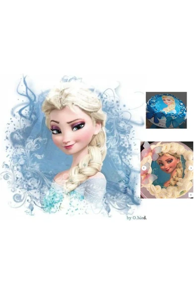hediyehobihersey Frozen Elsa Yenilebilir Şekerli Kağıt Pasta Baskısı, Yenilebilir Kağıt Resimli Pasta ürün görseli 1