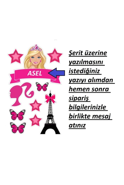 hediyehobihersey Barbi Resimli Pasta, Şekerli Kağıda Baskı Yenilebilir Kağıt Pasta Baskısı ürün görseli 1