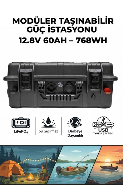 Oslo IQX Modüler Taşınabilir Güç İstasyonu 12.8V 60AH-768WH (Siyah) ürün görseli 1