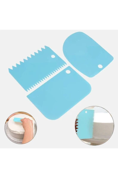 hediyehobihersey Hamur Kesici Kazıyıcı Şekillendirici Dekoratör Set Spatula 3lü ürün görseli 1