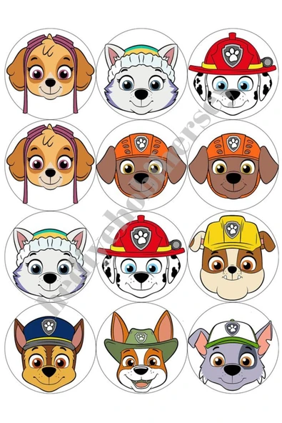 hediyehobihersey Yenilebilir Pasta Resmi Kurabiye Baskısı Pirinç Kağıdı Paw Patrol Pasta Kurabiye Baskısı ürün görseli 1