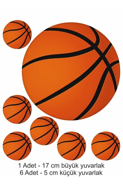 SM Love Basketbol Topu 7 Adet A4 Yenilebilir Süsü Pasta Kurabiye Şeker Hamuru Kağıt Baskısı ürün görseli 1