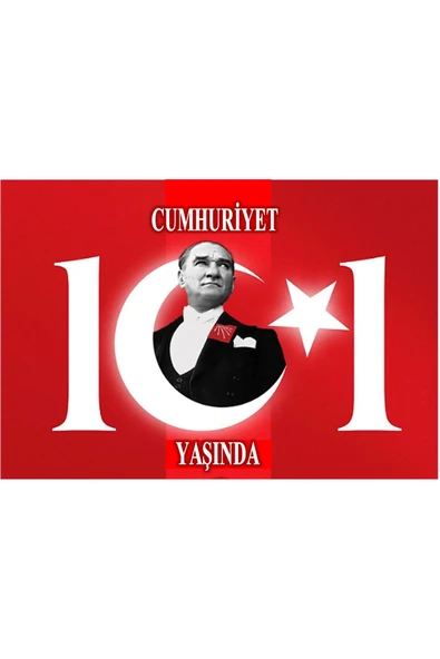 hediyehobihersey Cumhuriyet 101 Yaşında Yenilebilir Süsü Pasta Kurabiye Şeker Hamuru Kağıt Baskısı ürün görseli 1