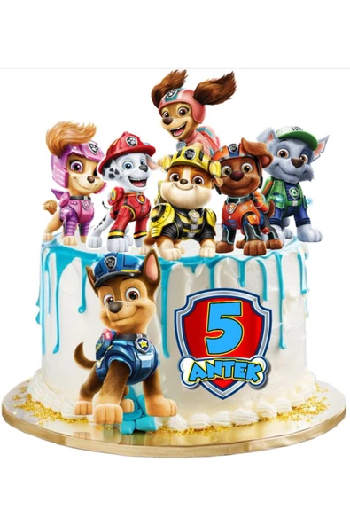 hediyehobihersey Paw Patrol Şekerli Kağıda Baskı Yenilebilir Kağıt Pasta Baskısı ürün görseli 1