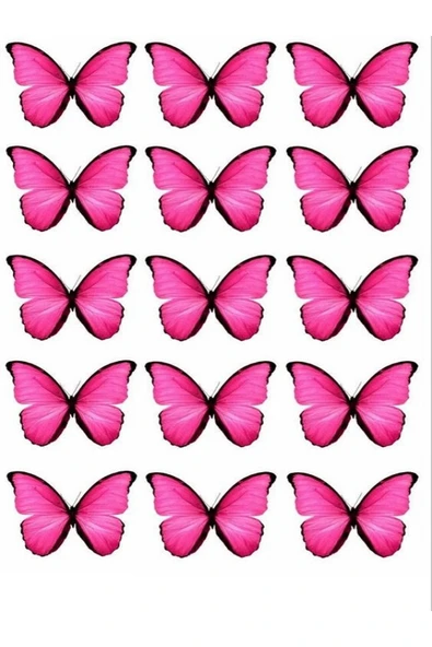 hediyehobihersey Pembe Kelebekler Şekerli Kağıda Baskı Yenilebilir Kağıt Pasta Baskısı ürün görseli 1