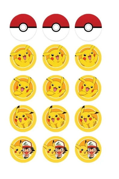 hediyehobihersey Yenilebilir Pasta Resmi Pokemon Pirinç Kağıdından Kurabiye Baskısı ürün görseli 1