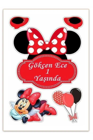 hediyehobihersey Minnie Yenilebilir Kağıt Gıda Baskısı, Resimli Baskı (İSİM İÇİN AÇIKLAMA) ürün görseli 1