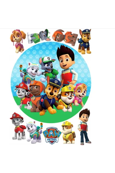 hediyehobihersey Paw Patrol Şekerli Kağıda Baskı Yenilebilir Kağıt Pasta Baskısı ürün görseli 1